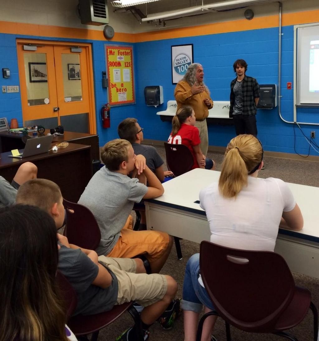 Students in a classroom watching a Phlipits workshop