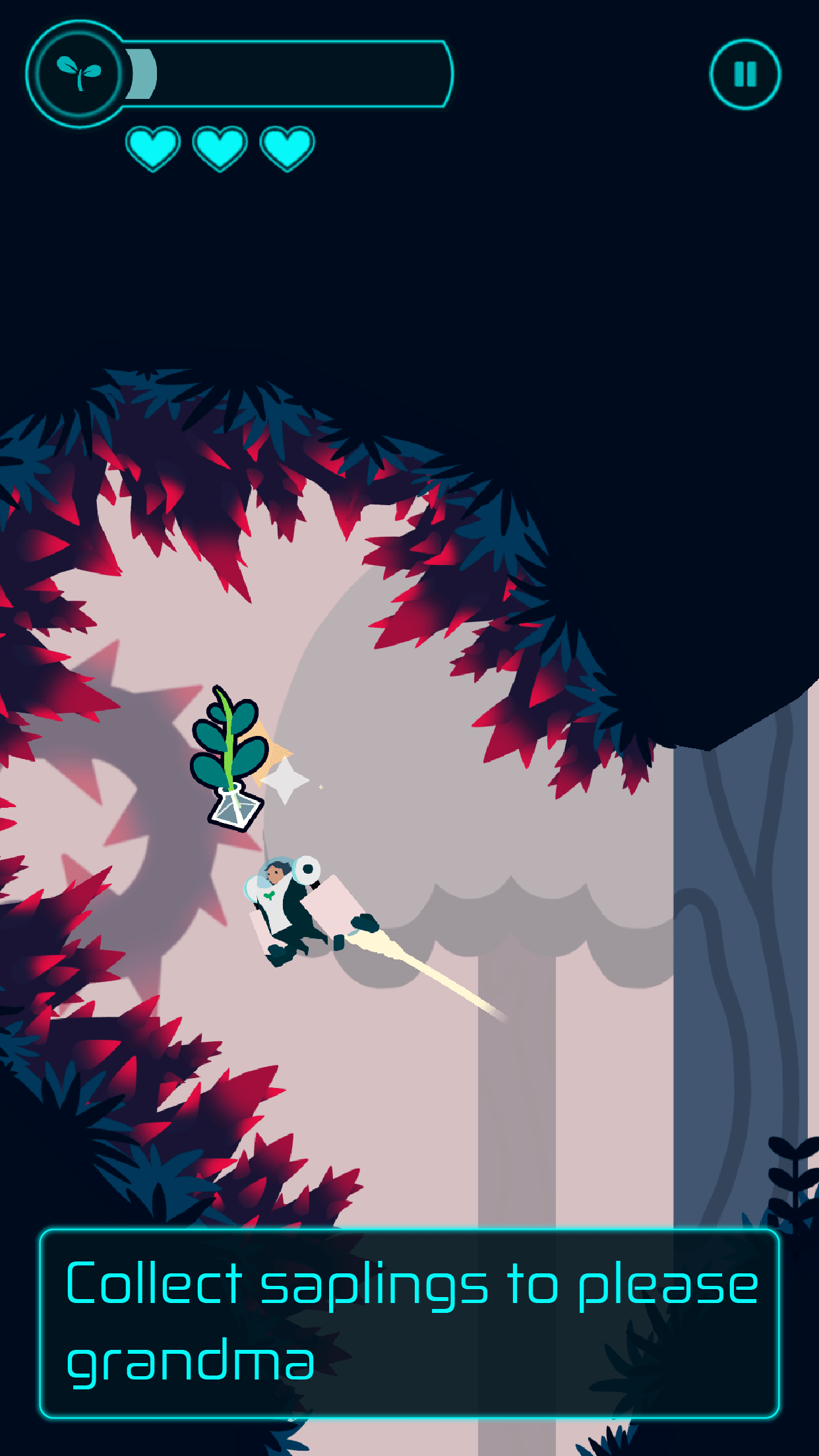 Collecting saplings among pink foliage
