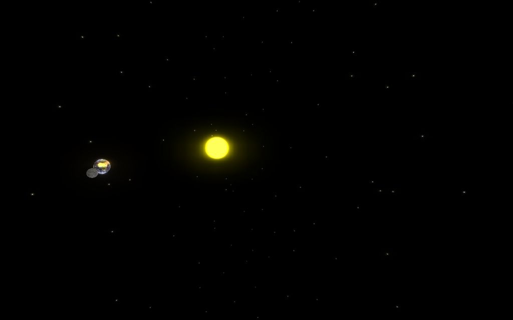 A tilted Earth and Moon orbiting the Sun