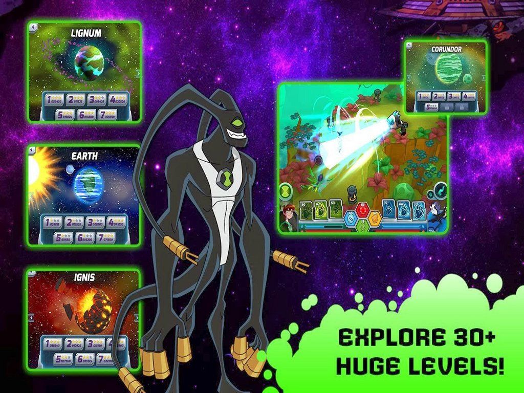 The level map showing worlds Lignum, Earth and Ignis
