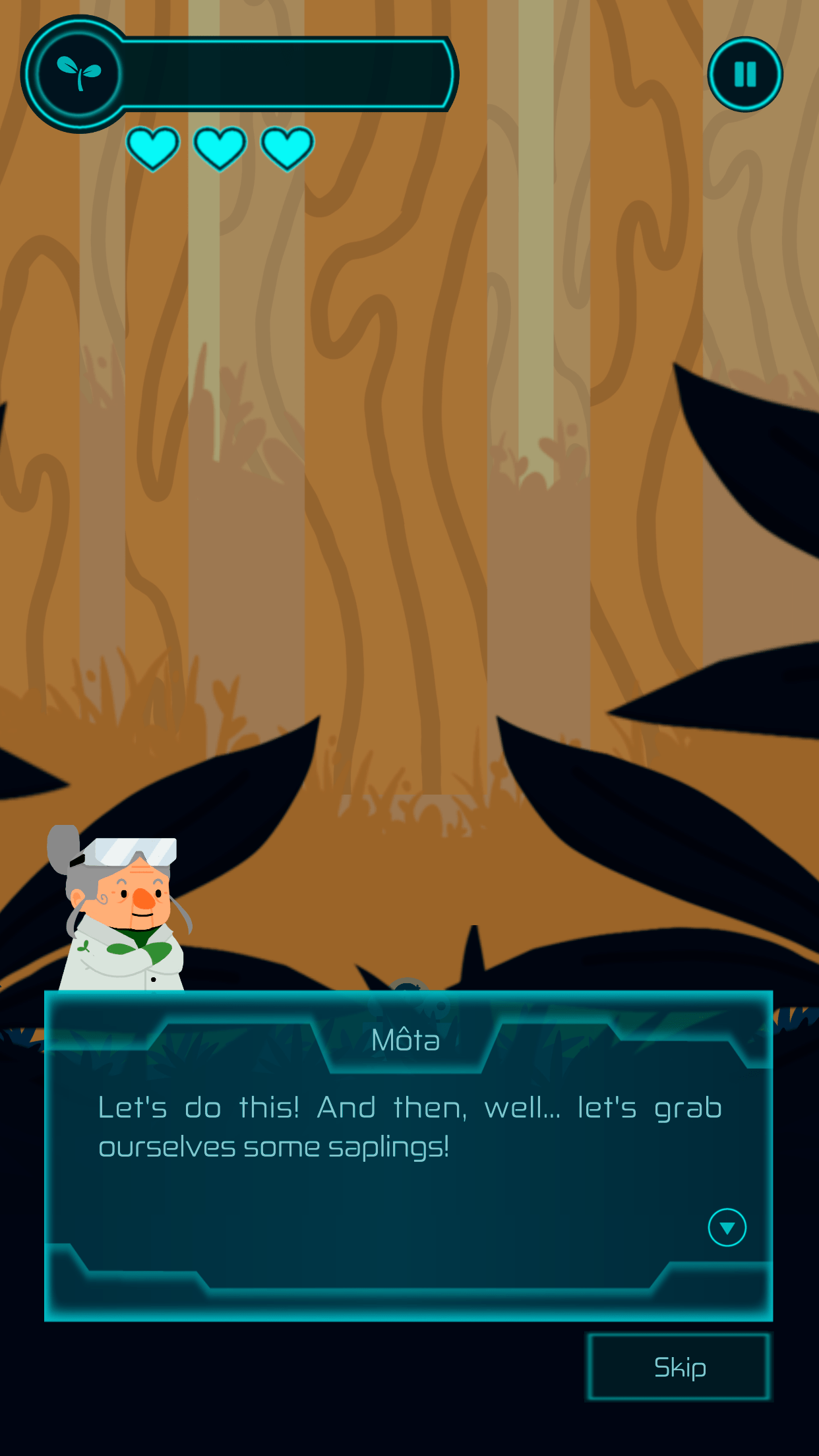 Grandma explains the mission in a dialogue box
