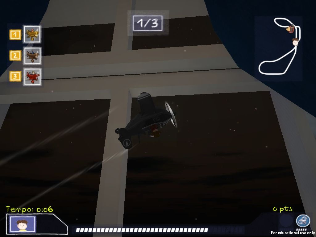 A plane flying out through a window at night
